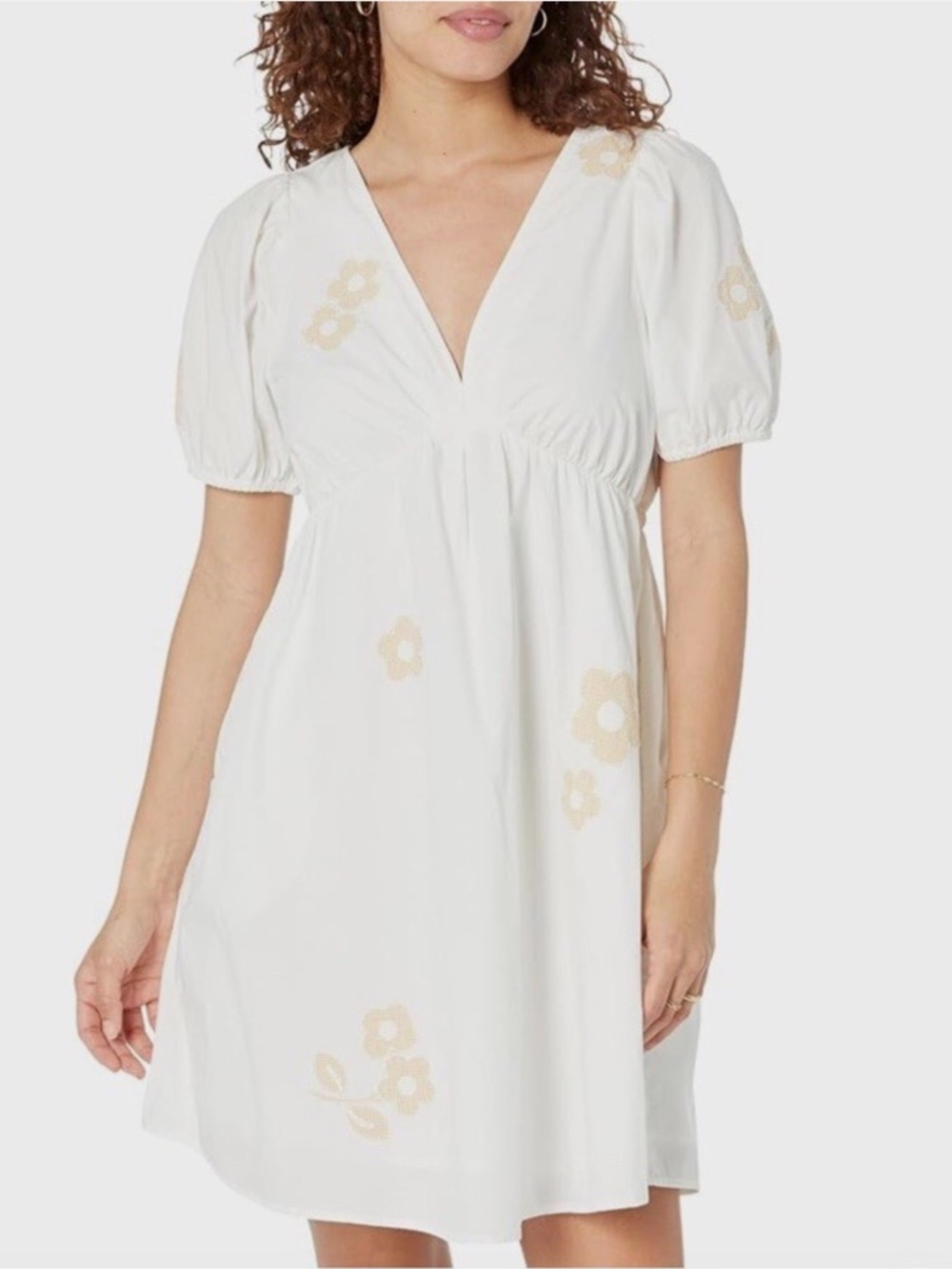 Madewell Annamarie Embroidered Mini Dress White Floral Gingham Puff Sleeve XS - Picture 4 of 13